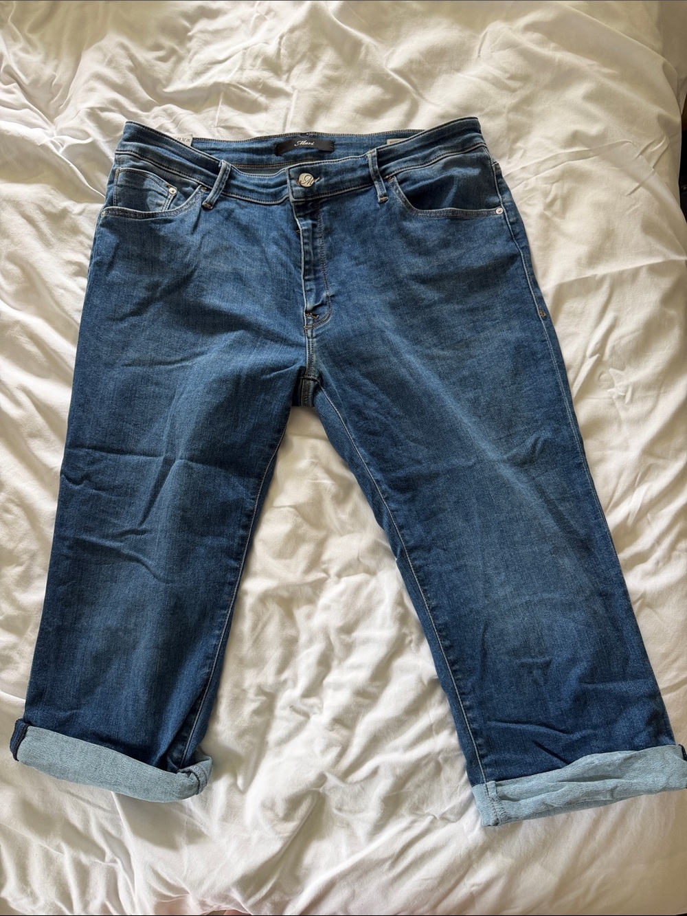 Mavi Rolled Hem Boyfriend Jeans in Dark Blue